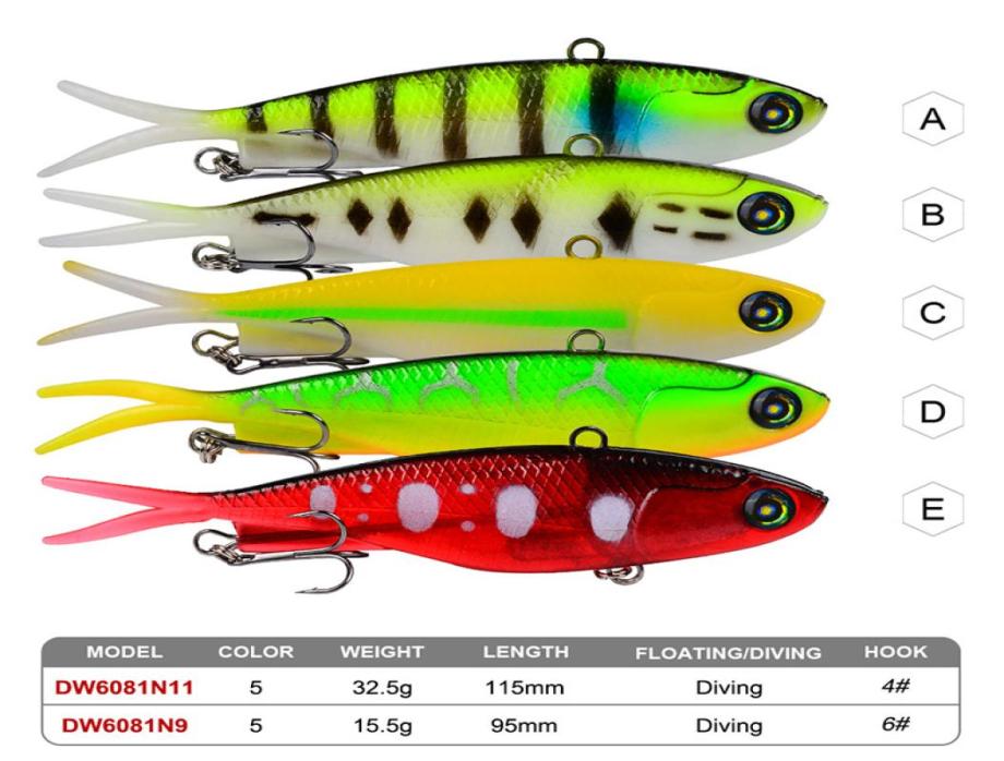 

New vibrating jig swimbait Twintails soft rubber lure 95cm155 115cm325g lively baitfish forked tail Fishing lure2529117