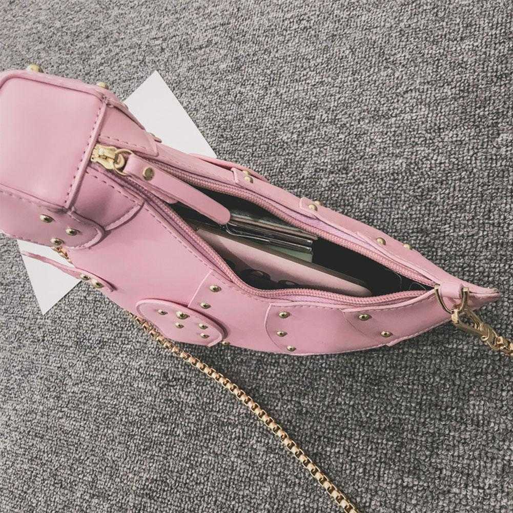 Evening Bags PU Leather TRex Studded Chain Crossbody Bag Women Chain Purse Shoulder Bag Gift Dinosaur Design Leather Mini Messenger Bag J230419