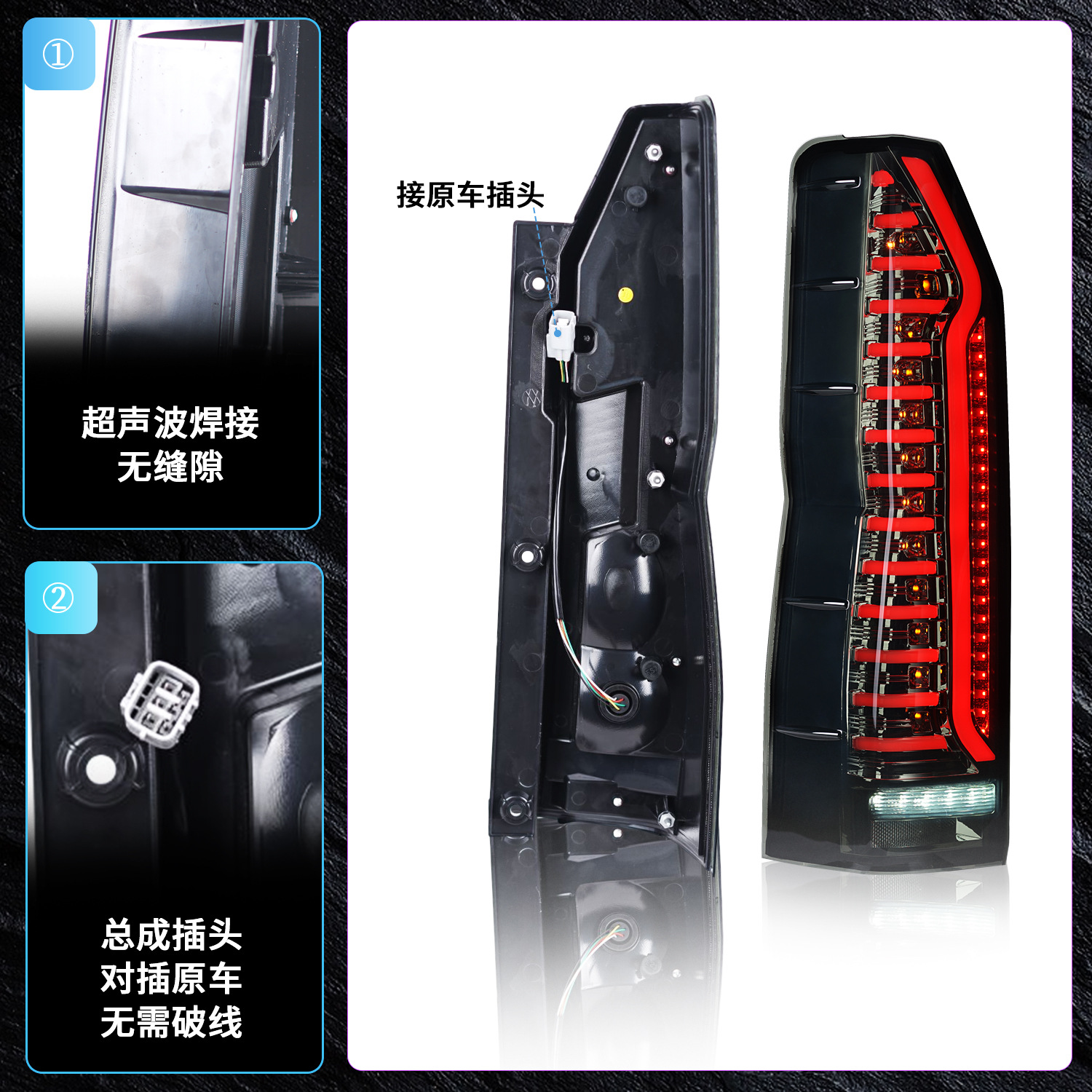 Full LED Taillight For TOYOTA HIACE 20 19-2022 Upgrade Taillights Streamer Turn Signal Lights Reverse Running Lamp