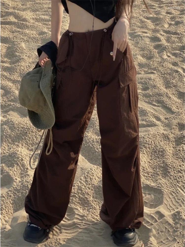 Women' Pants QWEEK Y2K Brown Low Waist Cargo Women Korean Fashion Drawstring Oversize Wide Leg Parachute Trousers Retro Harajuku Bottom
Women' Pants QWEEK Y2K Brown Low Waist Cargo Women Korean Fashion Drawstring Oversize Wide Leg Parachute Trousers Retro Harajuku Bottom