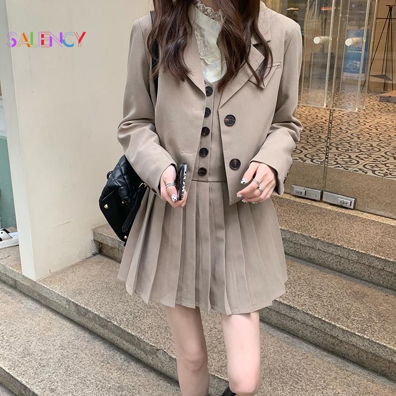 Dress College Style Short Suit Jacket Female 2021 Spring and Autumn New Allmatch Jk Uniform Retro Threepiece Suits Longsleeved Top, Apricot shirt
Dress College Style Short Suit Jacket Female 2021 Spring and Autumn New Allmatch Jk Uniform Retro Threepiece Suits Longsleeved Top, Apricot shirt
