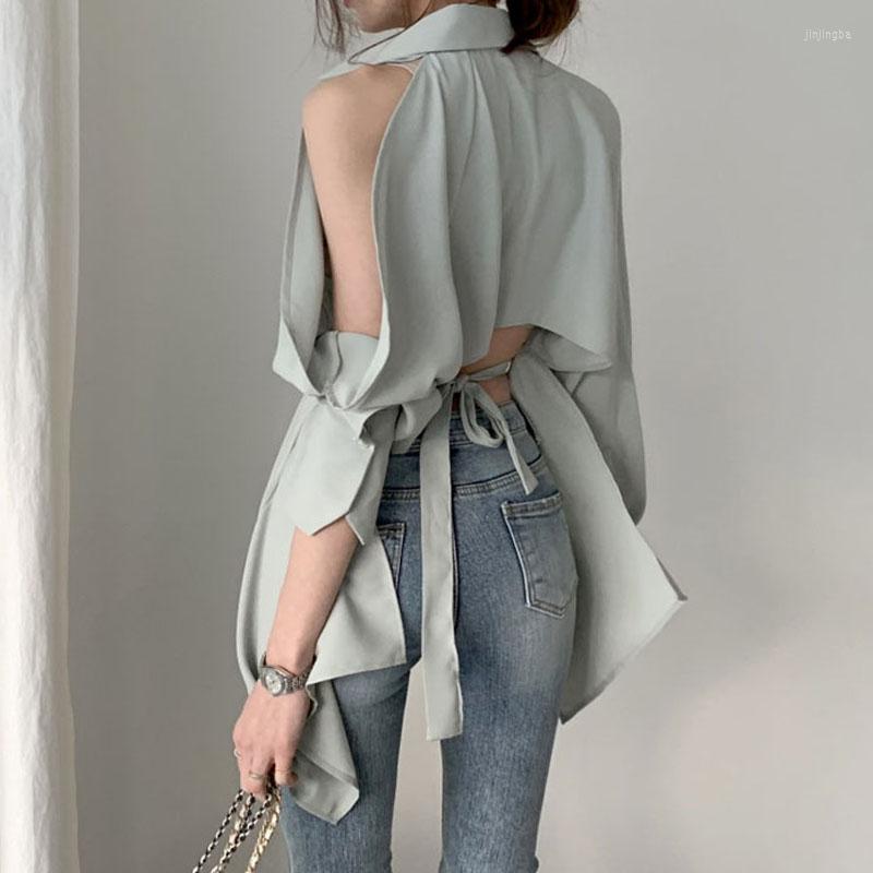 Women's Blouses Backless Blouse Wild Sexy High Waist Long Sleeve OL Style White Shirt Women Blusas Femininas Casual Tops Spring Ruffled, Green
Women's Blouses Backless Blouse Wild Sexy High Waist Long Sleeve OL Style White Shirt Women Blusas Femininas Casual Tops Spring Ruffled, Green