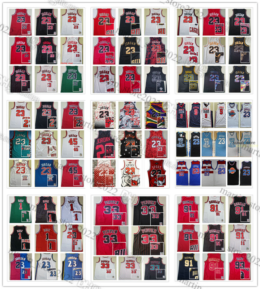 

Stitched Mitchell & Ness Basketball 23 Michael Jerseys Dennis 91 Rodman Scottie 33 Pippen Derrick 1 Rose The Finals All-Star Vintage Shorts Embroidery Mesh Men Youth