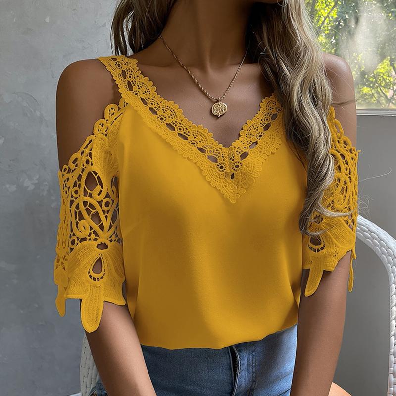Women' Blouses Summer Off Shoulder Lace Blouse Women Elegant V-Neck Hollow Out Short Sleeve Tops Mujer Ladies Loose Shirts Casual Clothes, Pink
Women' Blouses Summer Off Shoulder Lace Blouse Women Elegant V-Neck Hollow Out Short Sleeve Tops Mujer Ladies Loose Shirts Casual Clothes, Pink