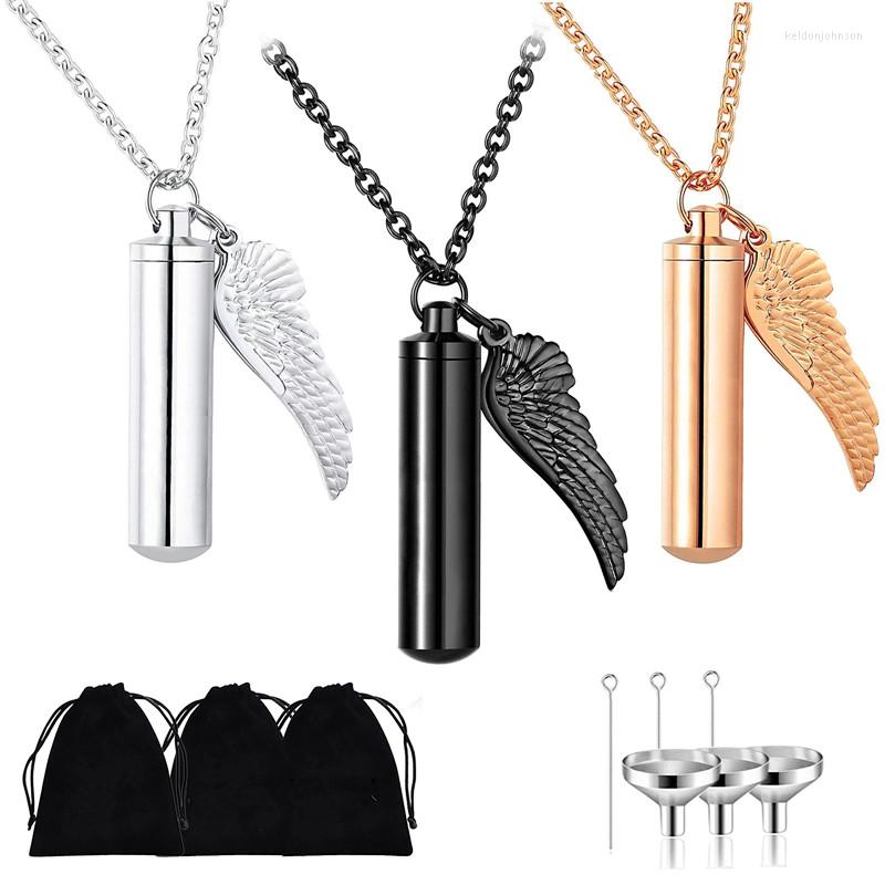 Pendant Necklaces Cylinder Cremation Urn Necklace For Ashes Memorial Keepsake With Angel Wing Stainless Steel Remembrance Jewelry
Pendant Necklaces Cylinder Cremation Urn Necklace For Ashes Memorial Keepsake With Angel Wing Stainless Steel Remembrance Jewelry