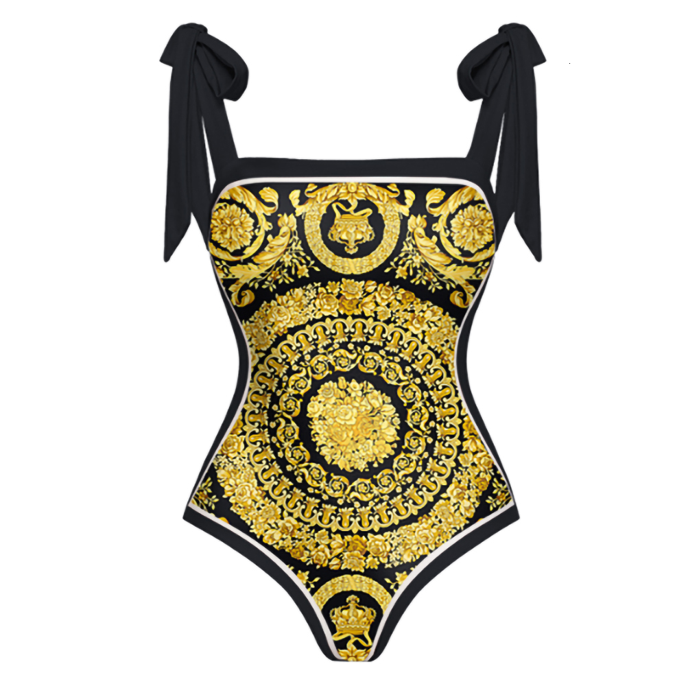 Suits Gold Double-sided Printed Bikini Strap Sexy Waist Swimsuit Independent Cover-up Strap Fashion Beachwear Pre-sale 230419