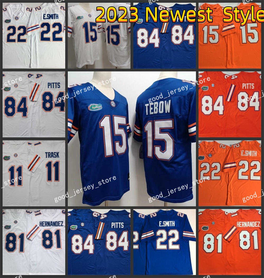 NCAA Florida Gators College Football Jersey 22 Emmitt Smith 81 Aaron Hernandez 11 Kyle Trask 84 Kyle Pitts 15 Tim Tebow MEN S-3XL 2023 New Jersey style good