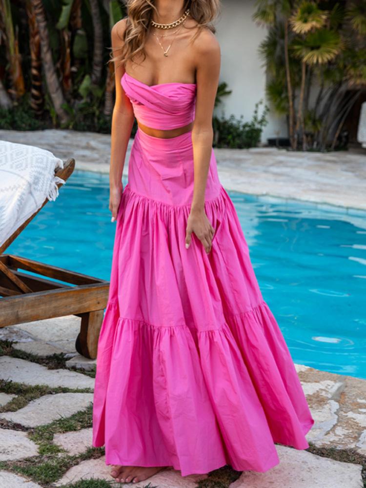 Dress Strapless Crop Tops And A Line High Waist Skirt for Women Summer Wear Ruffled Pleated Sleeveless, Black
Dress Strapless Crop Tops And A Line High Waist Skirt for Women Summer Wear Ruffled Pleated Sleeveless, Black