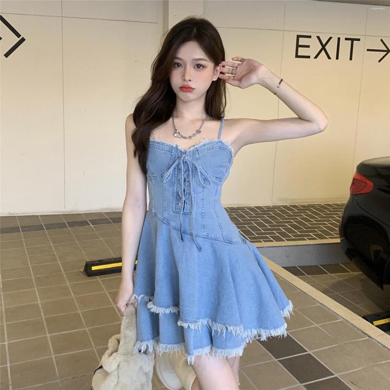 Casual Dresses -4XL Spaghetti Strap Women Mini Dress Summer Sleeveless Lace Up Slim A-Line Short Jean Girls Streetwear, Blue
Casual Dresses -4XL Spaghetti Strap Women Mini Dress Summer Sleeveless Lace Up Slim A-Line Short Jean Girls Streetwear, Blue