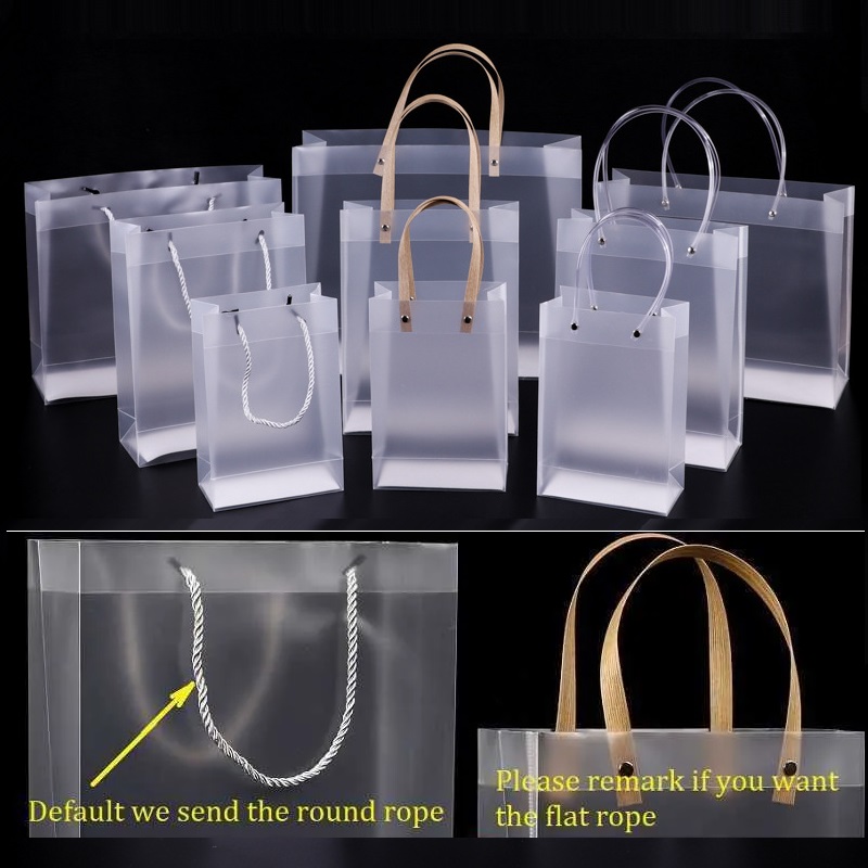 2021 Half Clear Frosted PVC handbags Gift bag Makeup Cosmetics Universal Packaging Plastic Clear bags RoundFlat Rope 10 Sizes for choose
2021 Half Clear Frosted PVC handbags Gift bag Makeup Cosmetics Universal Packaging Plastic Clear bags RoundFlat Rope 10 Sizes for choose