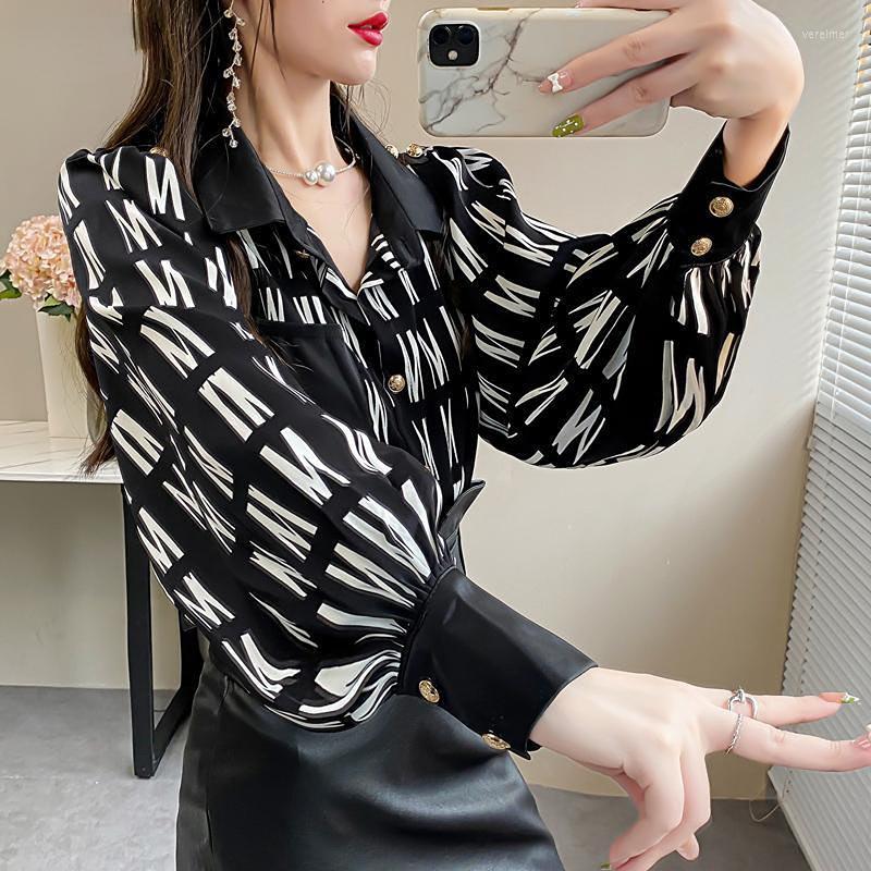 Women's Blouses Sandro Rivers Alphabet Print Patchwork Shirt Women's Loose Lantern Sleeve Chic Top Lapel Chiffon Shirts, Black
Women's Blouses Sandro Rivers Alphabet Print Patchwork Shirt Women's Loose Lantern Sleeve Chic Top Lapel Chiffon Shirts, Black