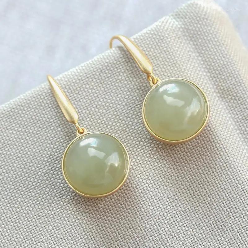 Dangle Earrings Natural Hetian Jade Round Bead Chinese Style Retro National Light Luxury Elegant Noble Women's Silver Jewelry
Dangle Earrings Natural Hetian Jade Round Bead Chinese Style Retro National Light Luxury Elegant Noble Women's Silver Jewelry