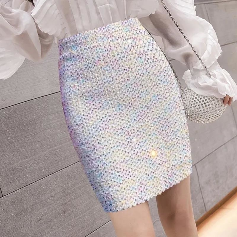 Skirts High Waist Sparkling Sequin Skirt Elegance Autumn Women Sexy Buttock Short Aline Skinny Office Bodycon Pencil Wrap 230420