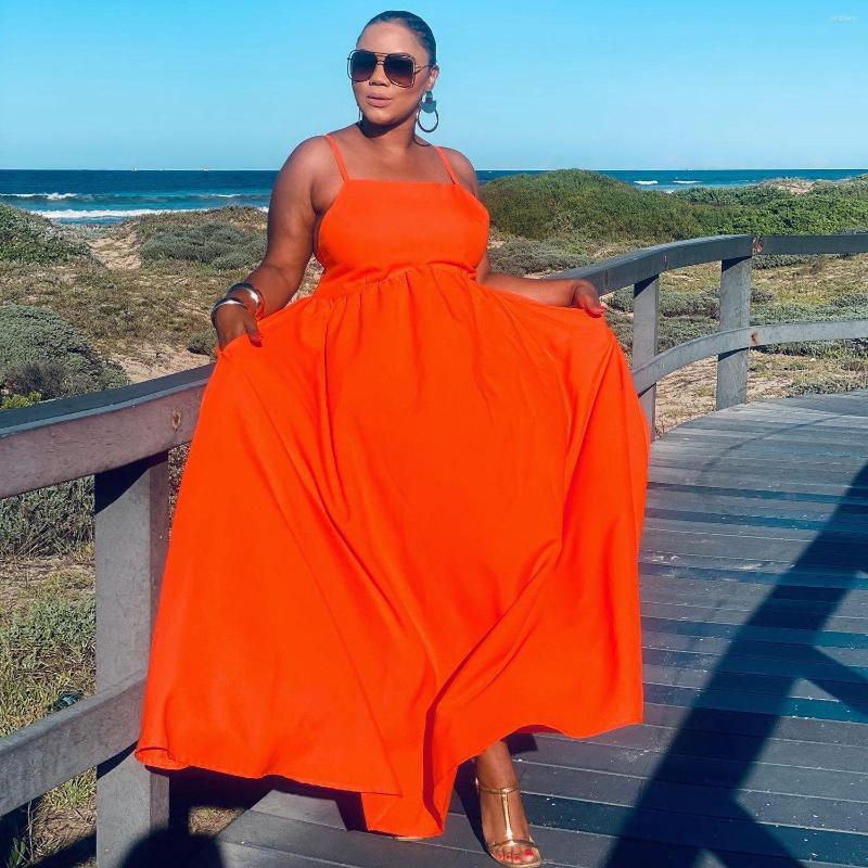 Plus Size Dresses 2023 Fashion Summer Sexy Off Shoulder Solid Color Strap Sleeveless Large Swing Holiday Style Women's Dress, Orange
Plus Size Dresses 2023 Fashion Summer Sexy Off Shoulder Solid Color Strap Sleeveless Large Swing Holiday Style Women's Dress, Orange