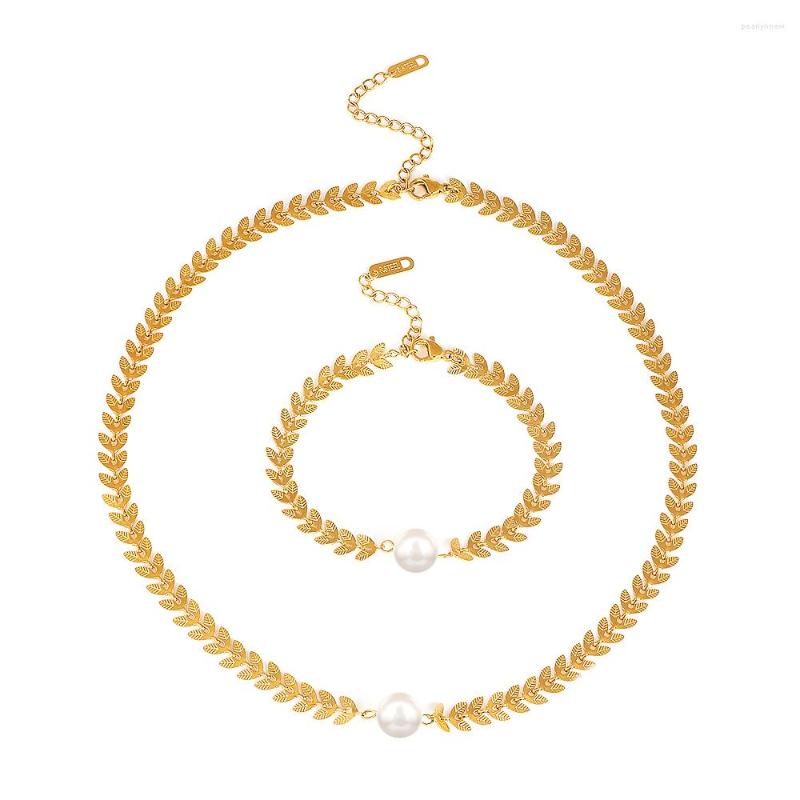 Chains Original Lastest Design Stainless Steel White Pearl Choker Necklaces For Women Girl Bohemia Leaflet Charm Pendant Necklace
Chains Original Lastest Design Stainless Steel White Pearl Choker Necklaces For Women Girl Bohemia Leaflet Charm Pendant Necklace