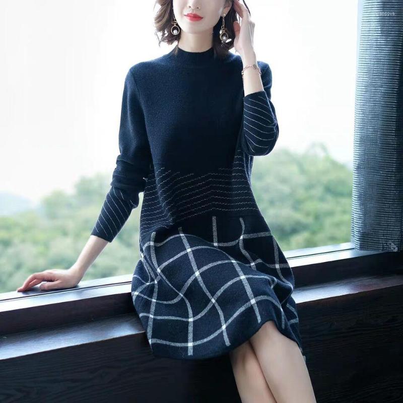 Casual Dresses Knitting Jacquard Women Dress For Autumn 2023 Office Lady Patchwork Half High Collar Pullover Loose A-Line Vestidos, Black
Casual Dresses Knitting Jacquard Women Dress For Autumn 2023 Office Lady Patchwork Half High Collar Pullover Loose A-Line Vestidos, Black