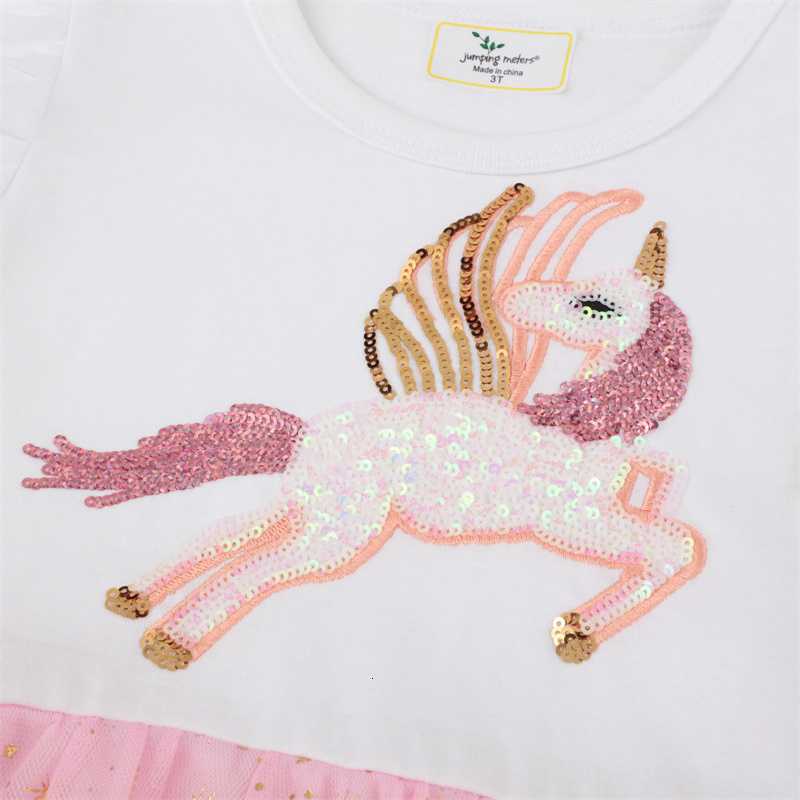 Girl s Dresses Jumping Meters Arrival Unicorn Beading Princess Party Girls Summer Toddler Clothes Cotton Kids Costume Baby Frocks 230420