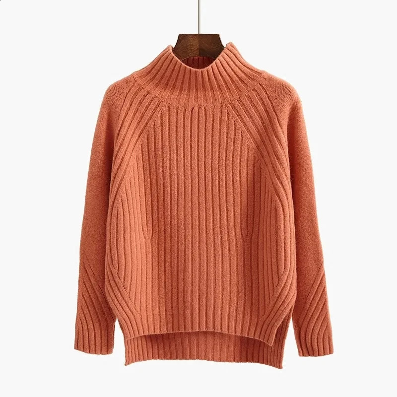 Women's Sweaters Mock Neck Solid Basic Viscose Soft Slim Knitted Sweaters Women Long Sleeve Korean Fashion Chic Pullover Sweater Woman Winter 231