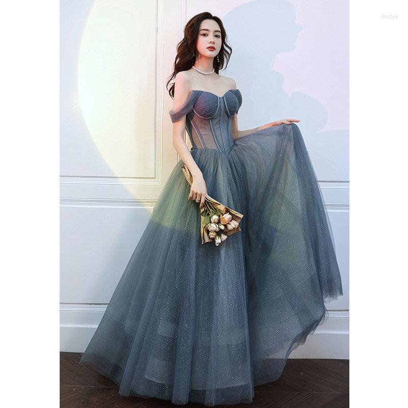 Runway Dresses Elegant Grayish Blue Celebrity A Line Off The Shoulder Shiny Gilded Tulle Boat Neck Wedding Banquet Ball Evening Dress, Gray
Runway Dresses Elegant Grayish Blue Celebrity A Line Off The Shoulder Shiny Gilded Tulle Boat Neck Wedding Banquet Ball Evening Dress, Gray