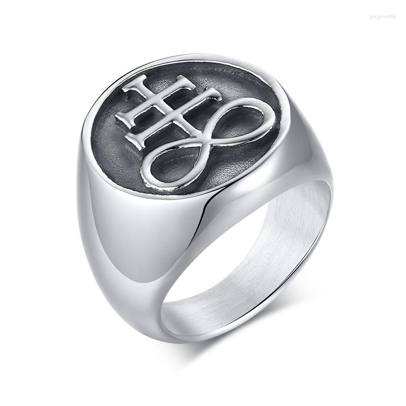 Cluster Rings Vantage Silver Color Satan Ring Sigil Of Lucifer Solid Stainless Steel Mens Signet Brimstone Devil Occult Cross Man Jewelry
Cluster Rings Vantage Silver Color Satan Ring Sigil Of Lucifer Solid Stainless Steel Mens Signet Brimstone Devil Occult Cross Man Jewelry