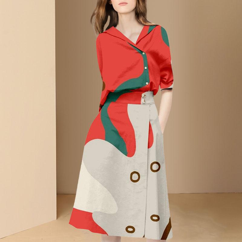 Dress AZTERUMI Summer New Casual Fashion Suits Women' Highend Design Abstract Short Sleeve Tops Skirts 2 Piece Sets Womens Outfits, As picture
Dress AZTERUMI Summer New Casual Fashion Suits Women' Highend Design Abstract Short Sleeve Tops Skirts 2 Piece Sets Womens Outfits, As picture