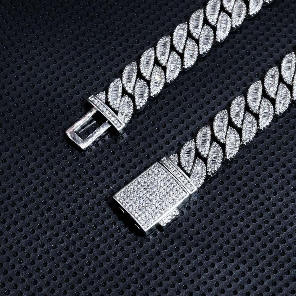 16mm Moissanite Hip Hop Fine Jewelry Cuban k Chains Men Iced Out Necklace Gold Plated Pass Dia Tester