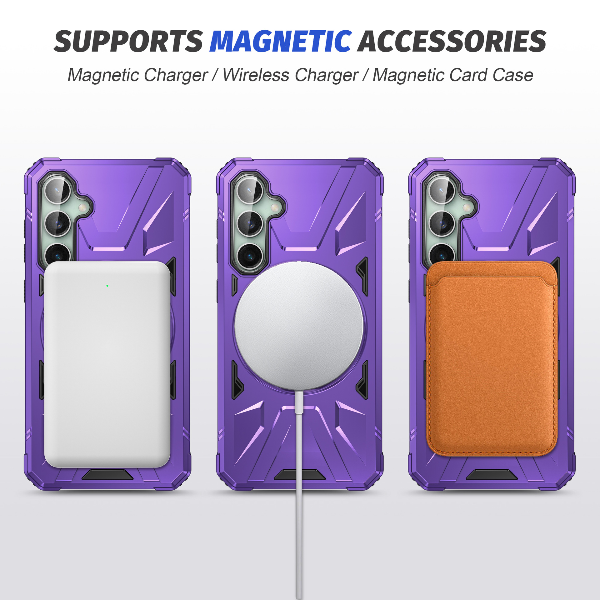 Magnetic Case with Ring Holder For Samsung Galaxy S24 S23 S25 Ultra Plus S23FE A54 A24 A34 A14 Car Mount Stand Armor Rugged Shockproof Full-body Prote