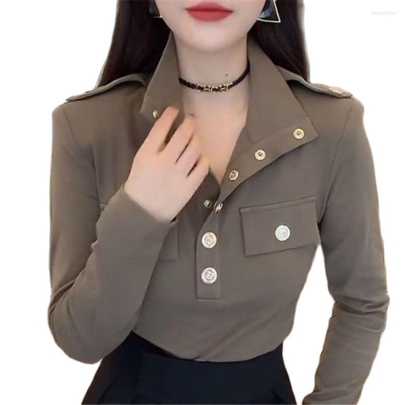 Women' Jackets Pure Cotton Chic Metal Buckle POLO Neck T-shirt 2023 Autumn Design Sense Short Fashion Western-style Niche Slim Shirt Coat, Beige
Women' Jackets Pure Cotton Chic Metal Buckle POLO Neck T-shirt 2023 Autumn Design Sense Short Fashion Western-style Niche Slim Shirt Coat, Beige