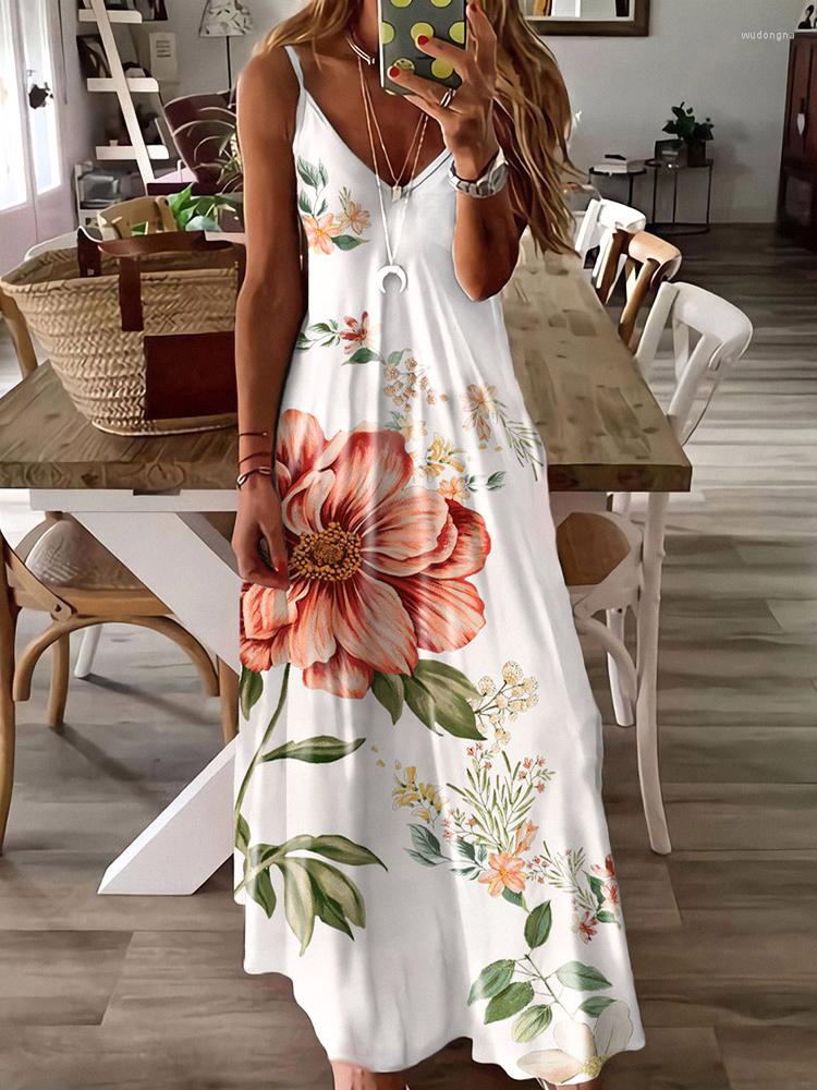 Casual Dresses Women' Floral Printed V-Neck Spaghetti Strap Maxi Dress Summer Bohemian Sundress Loose Long For Beach Vacation
Casual Dresses Women' Floral Printed V-Neck Spaghetti Strap Maxi Dress Summer Bohemian Sundress Loose Long For Beach Vacation