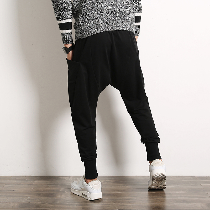 Men's Pants Hip Hop Harem Pants Men Cotton Streetwear Casual Trousers Solid Jogger Pants Side Pocket Men Sweatpants 230420