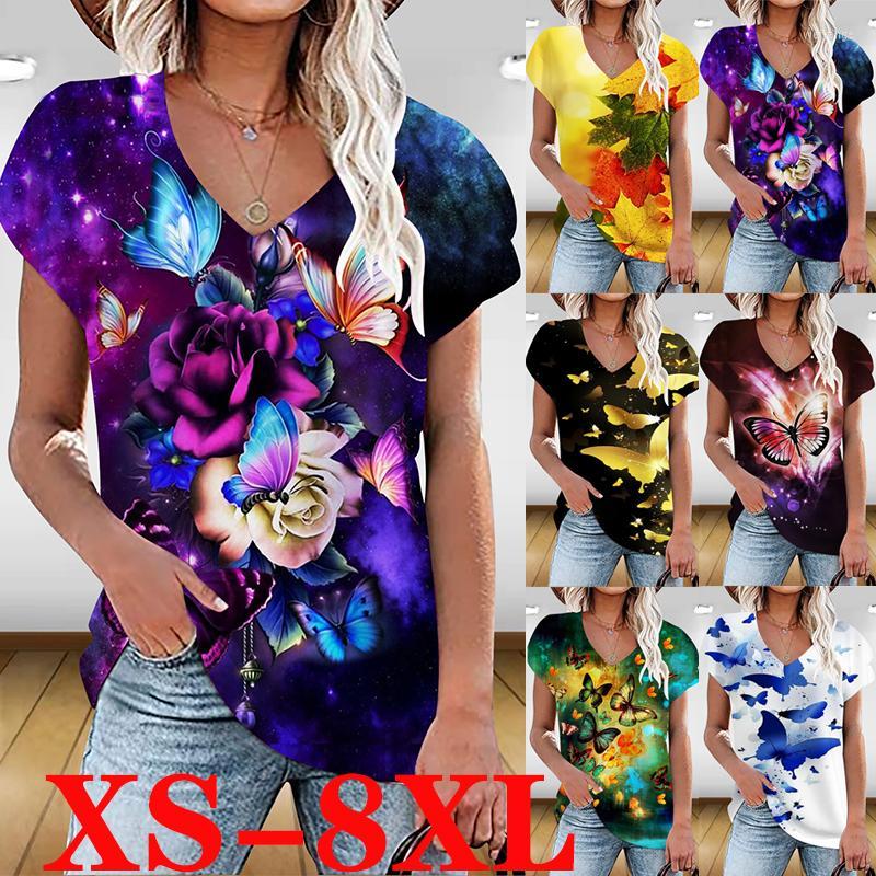 Women's T Shirts Women Summer V-neck Short-sleeved Top Women's Loose Casual Printing T-shirt -9XL, Black
Women's T Shirts Women Summer V-neck Short-sleeved Top Women's Loose Casual Printing T-shirt -9XL, Black