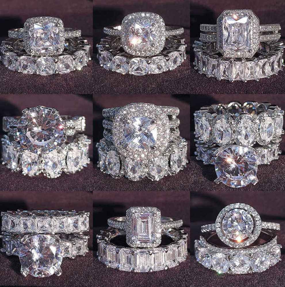 Band Rings Luxury Real 925 Sterling Silver Oval Princess Cut Wedding Ring Set For Women Engagement Eternity Jewelry Zirconia Motion current 50ess
Band Rings Luxury Real 925 Sterling Silver Oval Princess Cut Wedding Ring Set For Women Engagement Eternity Jewelry Zirconia Motion current 50ess