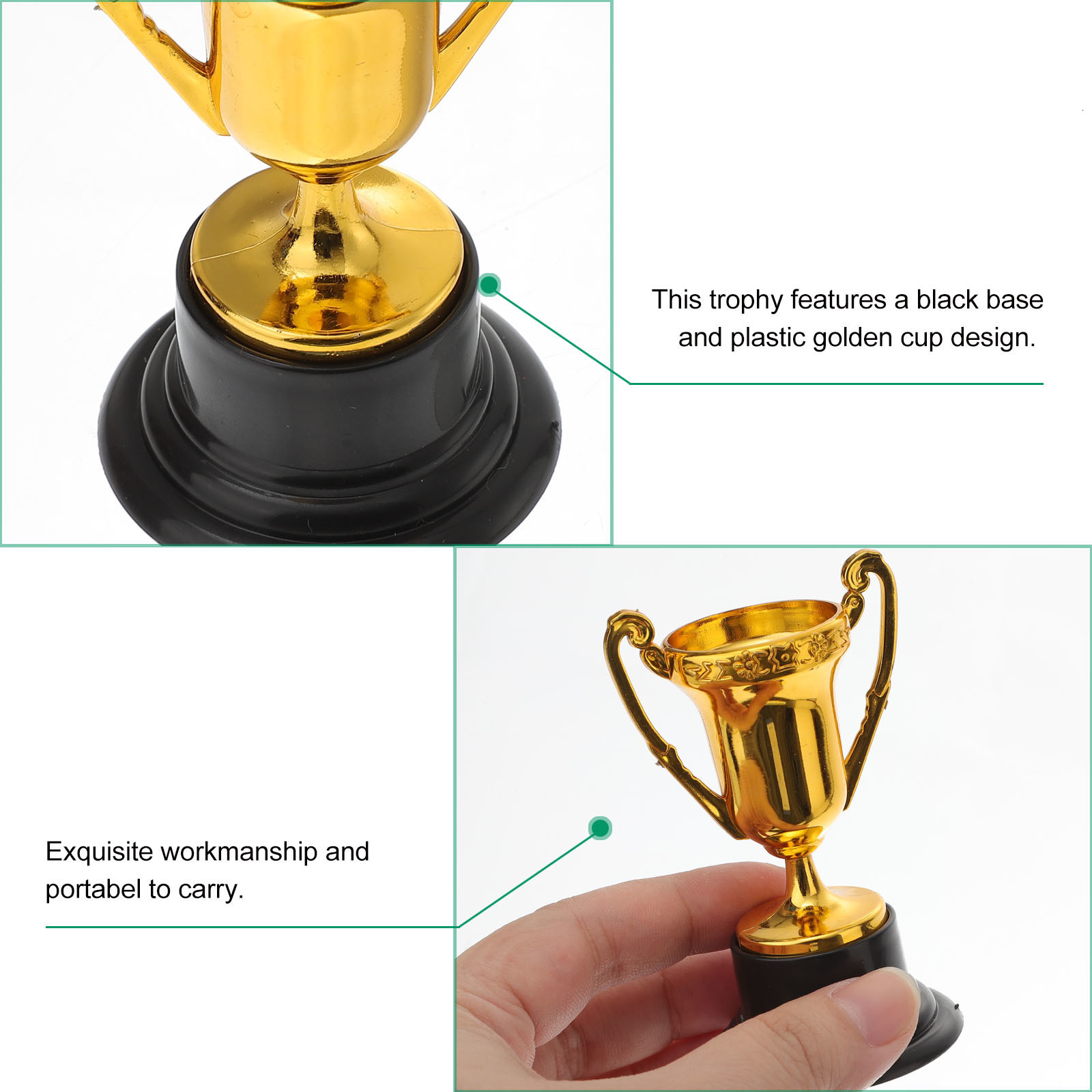 Cheerleading 20Pcs Kids Reward Trophy Plastic trophy children reward toys trophy Prize Cup Children Reward Prizes Small Cup with Base Golden 230420