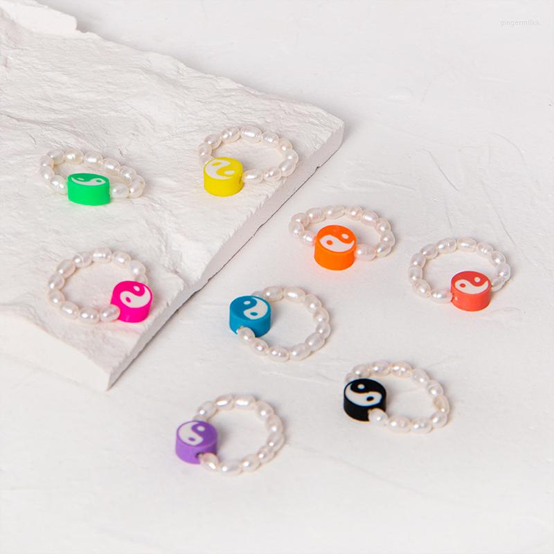 Cluster Rings Summer Female Cute Freshwater Pearl Bead Polymer ClayTai Chi Yin Yang Elastic Stacker Ring For Women Girls Fashion Jewelry
Cluster Rings Summer Female Cute Freshwater Pearl Bead Polymer ClayTai Chi Yin Yang Elastic Stacker Ring For Women Girls Fashion Jewelry
