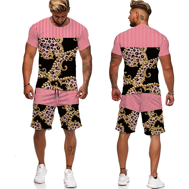 Men's Tracksuits 2023 Summer Trendy 3D Tiger Printed Tshirt Suit Cool MenWomen TracksuitCasual TopShorts Streetwear Clothing Sets 230419