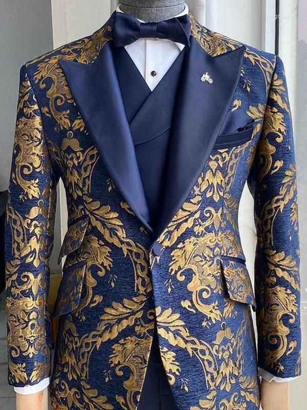 Men's Suits Jacquard Floral Tuxedo For Men Wedding Slim Fit Navy Blue And Gold Gentleman Jacket With Vest Pant 3 Piece Male Costume, Black
Men's Suits Jacquard Floral Tuxedo For Men Wedding Slim Fit Navy Blue And Gold Gentleman Jacket With Vest Pant 3 Piece Male Costume, Black