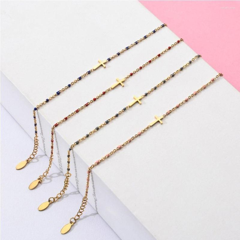 Strand 1Pc Colorful Enamel Stainless Steel Bracelet Dripping Oil Cross Pendant Women Temperament Jewelry Accessories
Strand 1Pc Colorful Enamel Stainless Steel Bracelet Dripping Oil Cross Pendant Women Temperament Jewelry Accessories