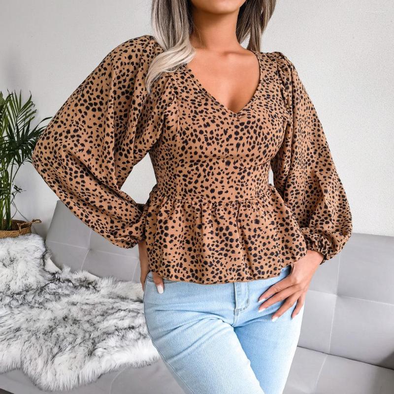 Women' Blouses Spring Summer Women' V Neck Lantern Long Sleeve Casual Tops Leopard Print Chiffon All Match For Fashion, Green
Women' Blouses Spring Summer Women' V Neck Lantern Long Sleeve Casual Tops Leopard Print Chiffon All Match For Fashion, Green