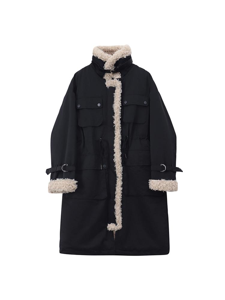 Leather 2022 Autumn Winter Women Lambs Wool Warm Thick Cotton Padded Coat Turtleneck Baggy Long Sleeve Jacket Outer Drawstring Design, Khaki
Leather 2022 Autumn Winter Women Lambs Wool Warm Thick Cotton Padded Coat Turtleneck Baggy Long Sleeve Jacket Outer Drawstring Design, Khaki