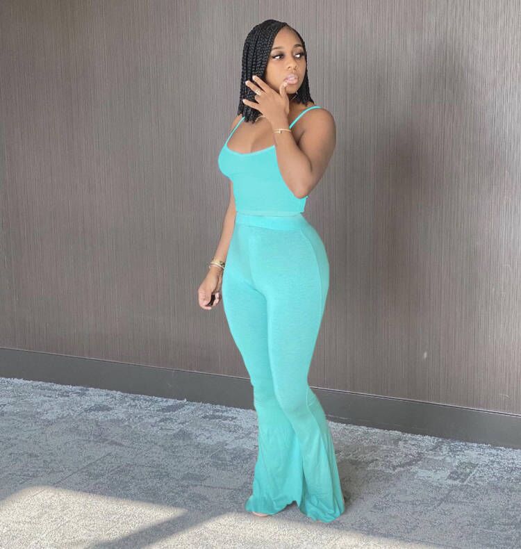 2024 Designer Summer Tracksuits Women Outfits Two Piece Sets Sleeveless tank top and Flared Pants Casual Jogger Suits Solid Sportswear Wholesale Cloth