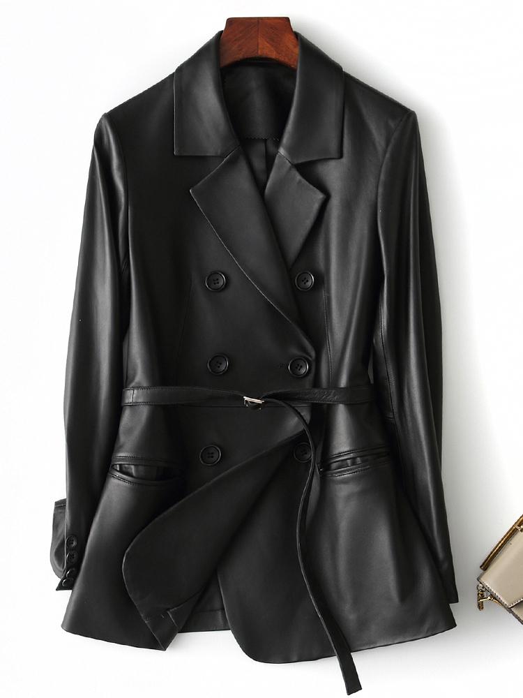 Jackets Nerazzurri Black Faux Leather Blazer Women Long Sleeve Belt Leather Jacket Women 5xl 6xl 7xl New arrivals 2022 Womens Clothing
Jackets Nerazzurri Black Faux Leather Blazer Women Long Sleeve Belt Leather Jacket Women 5xl 6xl 7xl New arrivals 2022 Womens Clothing