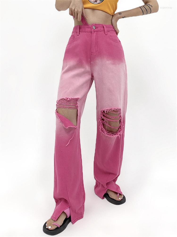 Women' Jeans Vintage Street Style Girls Out Of The Holes Washed Gradient Straight Tube High Waist 2023 Summer Y2k Clothe, Pink
Women' Jeans Vintage Street Style Girls Out Of The Holes Washed Gradient Straight Tube High Waist 2023 Summer Y2k Clothe, Pink