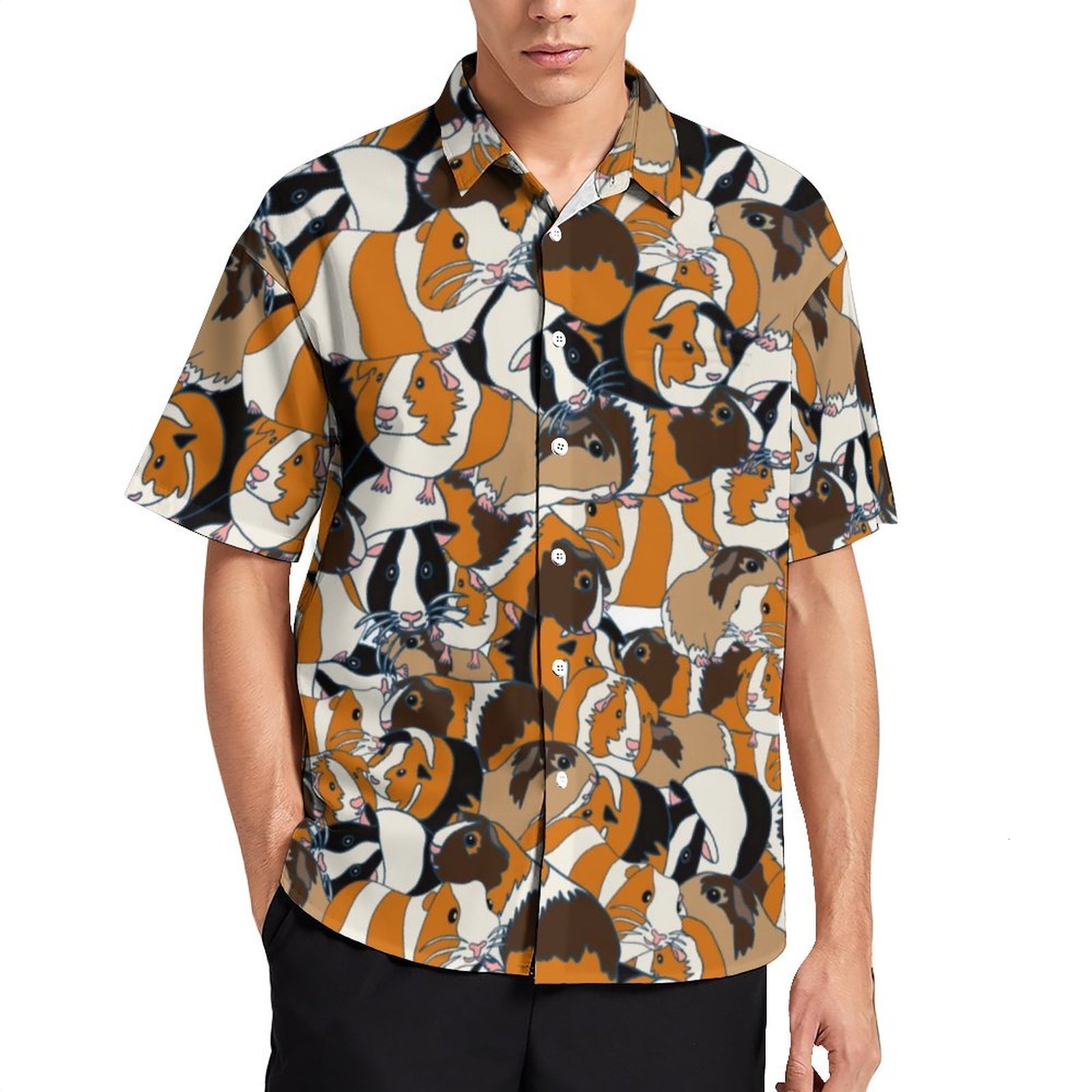 Men's Casual Shirts Hawaiian Beach Summer Shirt 3D Printed Cute Guinea Pig Men Women Retro Oversized Vocation Short Sleeve 230420