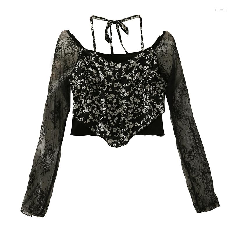 Women's T Shirts Autumn Style Printed Lace Long-sleeved One-shoulder Design Slim Short Section Fake Two Pieces T-shirt, Black
Women's T Shirts Autumn Style Printed Lace Long-sleeved One-shoulder Design Slim Short Section Fake Two Pieces T-shirt, Black