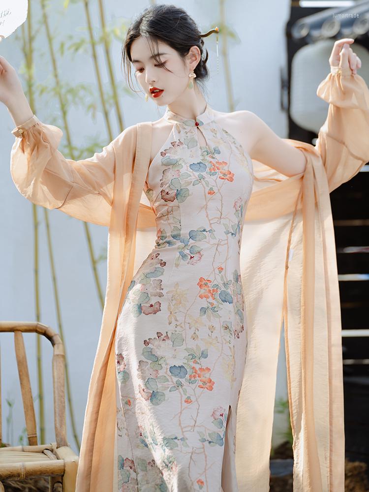 Casual Dresses Spring And Summer Women' Retro Sexy Printed Hanging Neck Cheongsam Sunscreen Cardigan 2023 Fashionable Modern Elegant, Dress
Casual Dresses Spring And Summer Women' Retro Sexy Printed Hanging Neck Cheongsam Sunscreen Cardigan 2023 Fashionable Modern Elegant, Dress