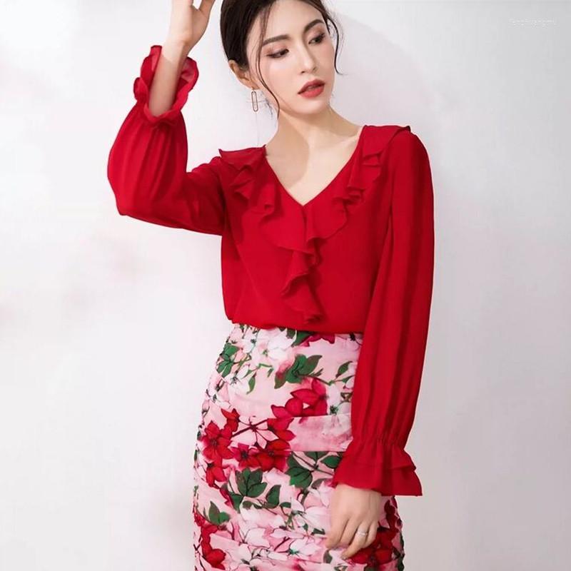 Women's Blouses Fashion Long Sleeve Women 2023 Spring V-neck Ruffle Blouse Shirt Casual Tops Elegant Work Wear Chiffon Shirts, Blue
Women's Blouses Fashion Long Sleeve Women 2023 Spring V-neck Ruffle Blouse Shirt Casual Tops Elegant Work Wear Chiffon Shirts, Blue