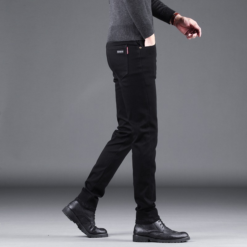 Mens Jeans Cotton Denim Pants Business Casual Elasticity Oversized Classic Style Trousers Clothing Male Black Blue 230420