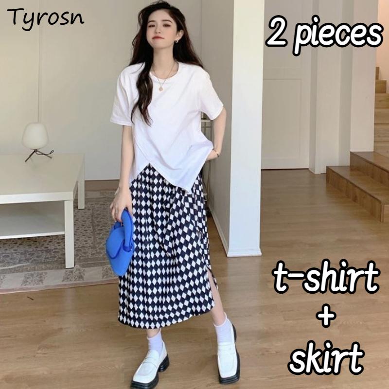 Dress Plaid Skirts Sets Women Sideslit Trendy Casual Tshirts Elegant Korean Style Baggy Design Female Personality Streetwear Summer, Black t-shirt skirt
Dress Plaid Skirts Sets Women Sideslit Trendy Casual Tshirts Elegant Korean Style Baggy Design Female Personality Streetwear Summer, Black t-shirt skirt