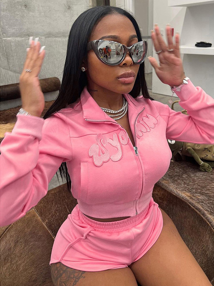 Women's Two Piece Pants Autumn Soild Zipper Pockets Short Sets For Women Clothes Streetwear Silm Sportswear Elastic Waist Sexy Fashion Two Piece Sets 230419, Pink set
Women's Two Piece Pants Autumn Soild Zipper Pockets Short Sets For Women Clothes Streetwear Silm Sportswear Elastic Waist Sexy Fashion Two Piece Sets 230419, Pink set
