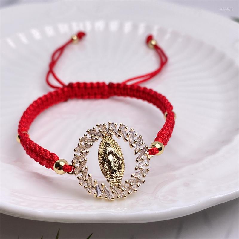 Strand 2023 Fashion Virgin Mary Charm Braided Rope String Bracelet Women Handmade Woven Copper CZ Plated Gold Zircon Girl Jewelry
Strand 2023 Fashion Virgin Mary Charm Braided Rope String Bracelet Women Handmade Woven Copper CZ Plated Gold Zircon Girl Jewelry